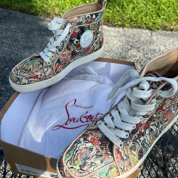 The Christian Louboutin Multicolor Python Faience Rantus High Top Sneakers. - Picture 3 of 5